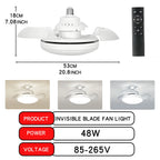 LED 30W Ceiling Fan Light E27 with Remote Control for Dimming, Suitable for Living Room, Study, Household Use, 110-265V