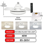 LED 30W Ceiling Fan Light E27 with Remote Control for Dimming, Suitable for Living Room, Study, Household Use, 110-265V