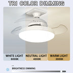 LED 30W Ceiling Fan Light E27 with Remote Control for Dimming, Suitable for Living Room, Study, Household Use, 110-265V