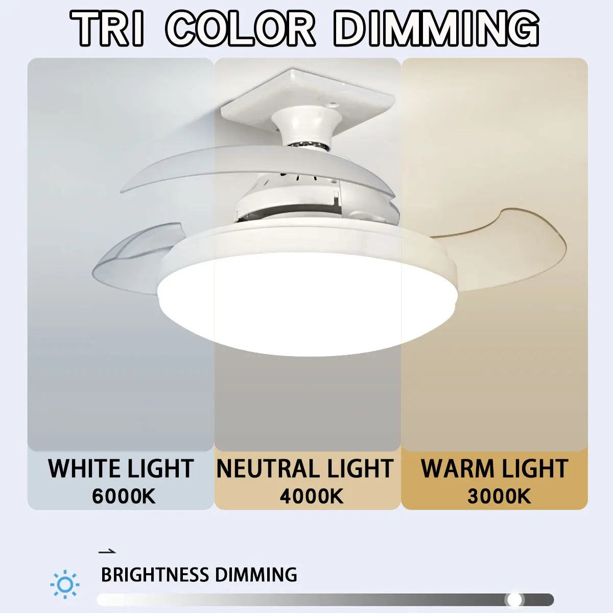 LED 30W Ceiling Fan Light E27 with Remote Control for Dimming, Suitable for Living Room, Study, Household Use, 110-265V